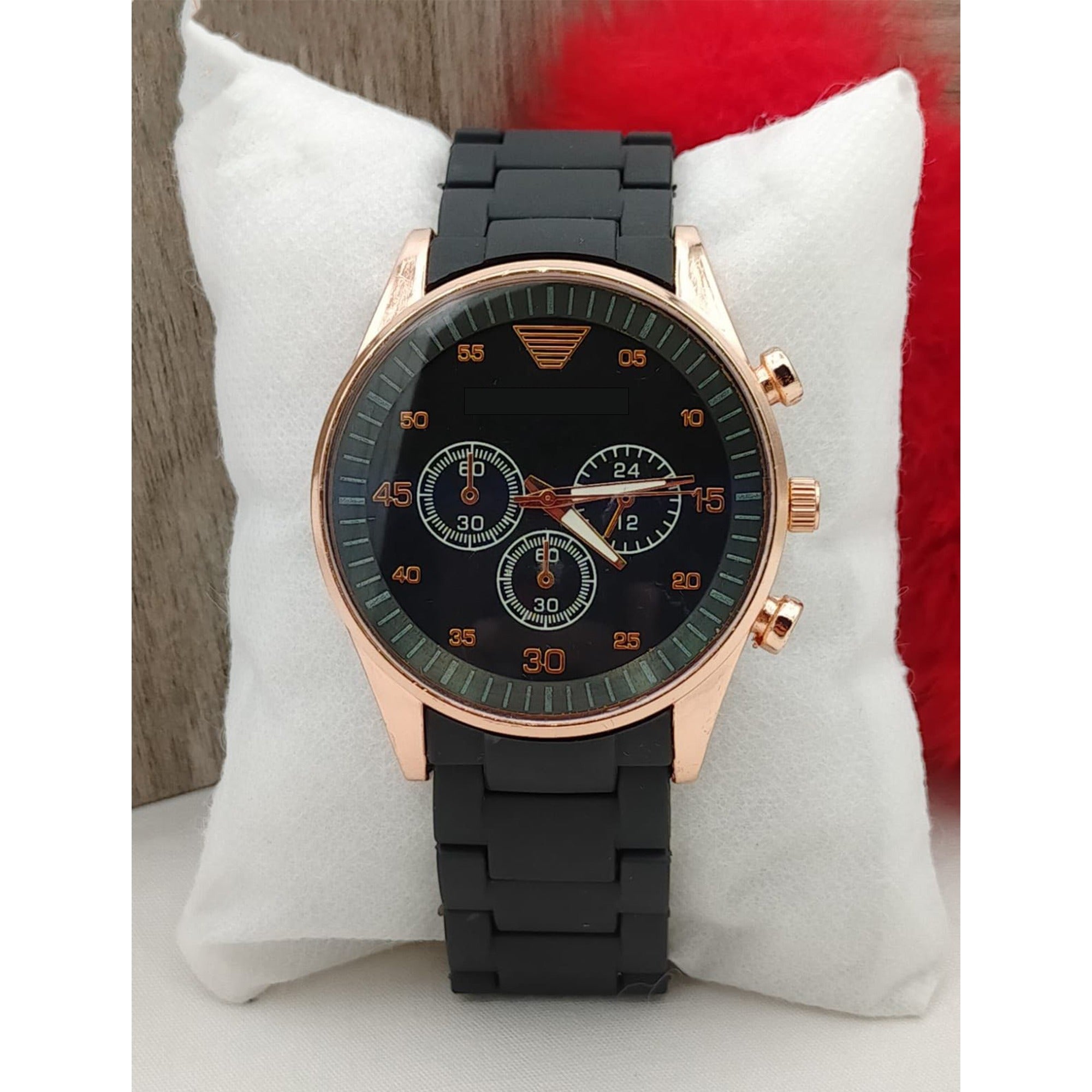 Emporio Armani Couple Watch Rubber Chain Strap Puch Button Lock